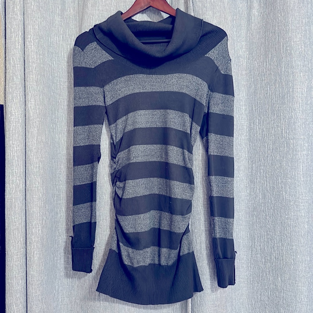 Grey Stripped Sweater Dress